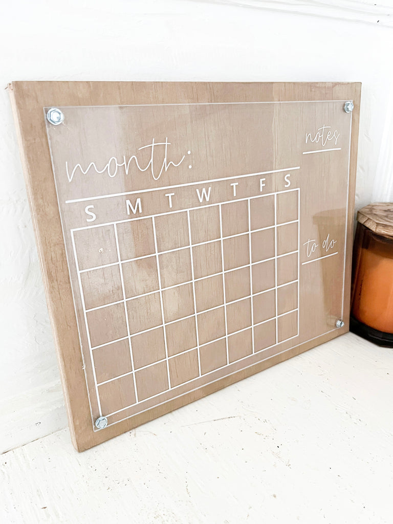 Dry Erase Personalized Acrylic Calendar Acrylic Monthly 